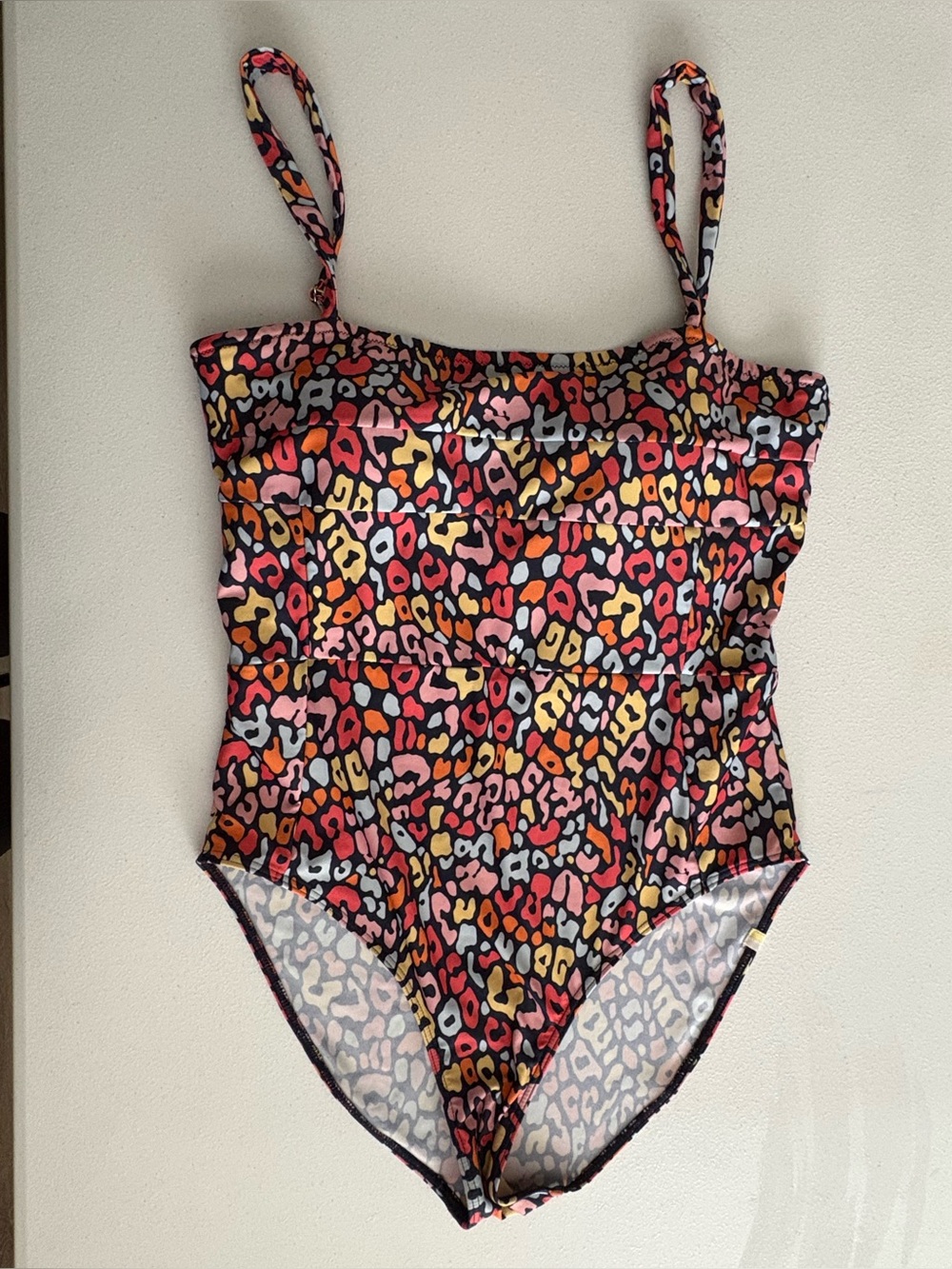 Size 10 Summersalt Multi-Color Leopard Print Wide Strap Oasis One Piece Swimsuit